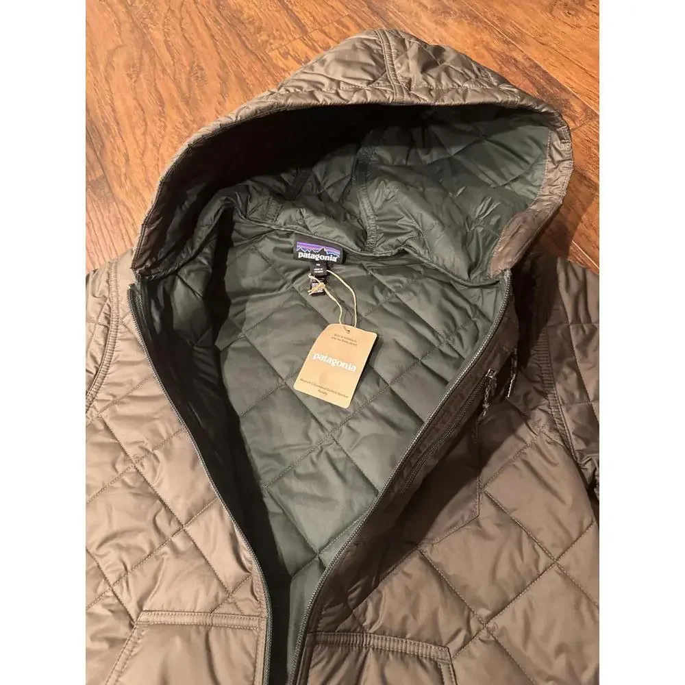 Patagonia Diamond Quilted Bomber Hoody Jacket Women's Size L NWT Basin Green - Picture 7 of 9